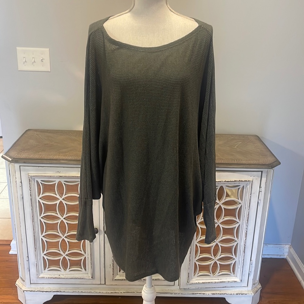 Olive waffle knit oversized sweater